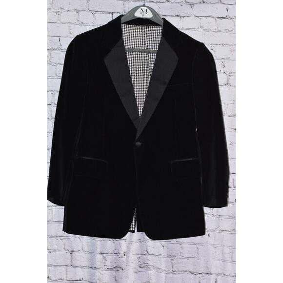 After Six Men's Black Velvet Tuxedo Single Breasted Blazer Dinner Jacket Size 46 - Picture 1 of 9